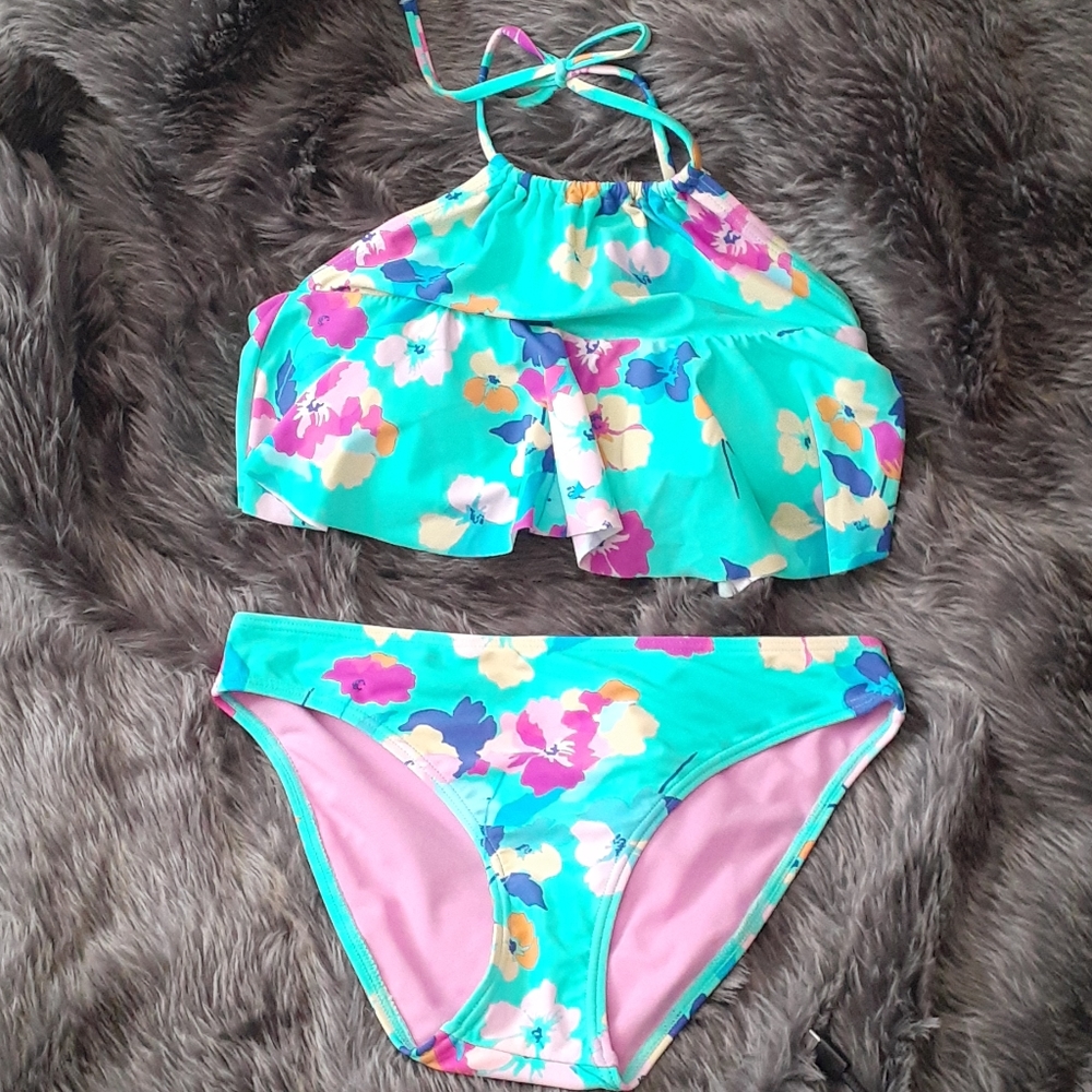 Flounce Halter Bikini Top & Hipster Swim Bottom